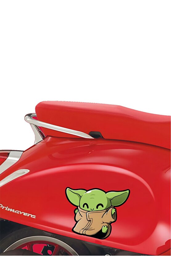 Baby Yoda Sticker 13,5x12 Cm Su Geçirmez Yüksek Çözünürlüklü Araba Laptop Motor Kask Duvar Sticker