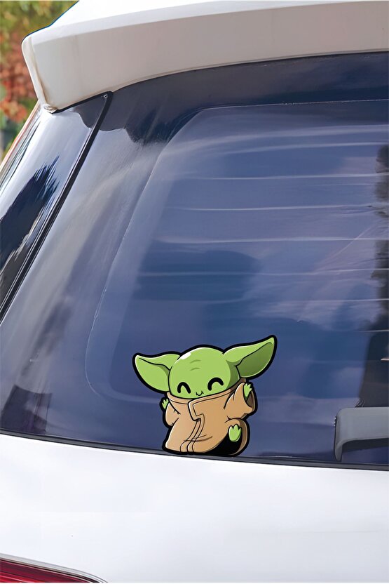 Baby Yoda Sticker 13,5x12 Cm Su Geçirmez Yüksek Çözünürlüklü Araba Laptop Motor Kask Duvar Sticker