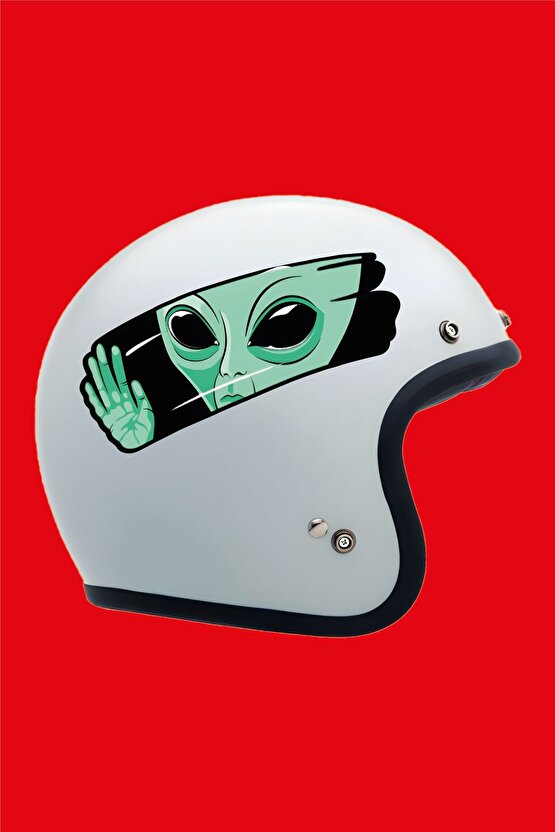 Cam Silen Uzaylı Sticker 17x12 Cm Su Geçirmez Araba Laptop Oto Motorsiklet Kask Cam Duvar Sticker