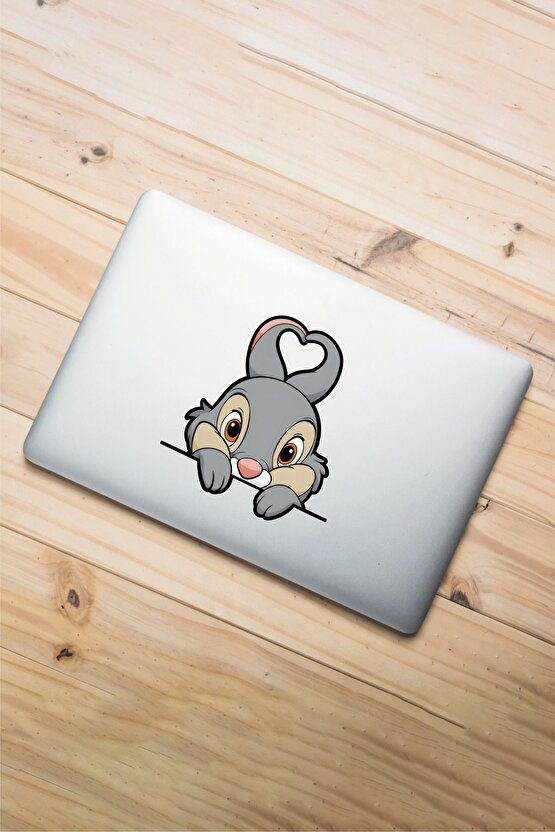 Sevimli Tavşan Sticker 12,5x12,5 Cm Su Geçirmez Yüksek Çözünürlüklü Araba Laptop Oto Motor Sticker