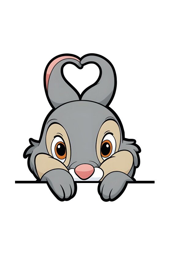Sevimli Tavşan Sticker 12,5x12,5 Cm Su Geçirmez Yüksek Çözünürlüklü Araba Laptop Oto Motor Sticker