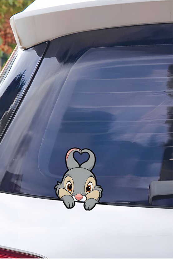 Sevimli Tavşan Sticker 12,5x12,5 Cm Su Geçirmez Yüksek Çözünürlüklü Araba Laptop Oto Motor Sticker