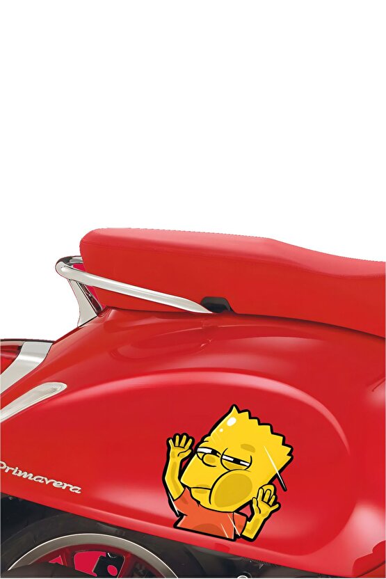 Bart Sticker 13x13,5 Cm Su Geçirmez Yüksek Çözünürlüklü Araba Laptop Oto Motor Kask Duvar Sticker
