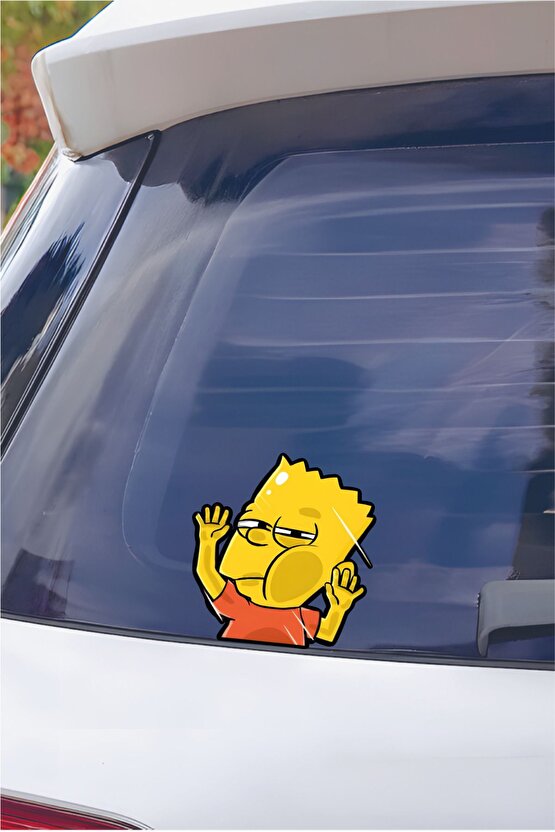 Bart Sticker 13x13,5 Cm Su Geçirmez Yüksek Çözünürlüklü Araba Laptop Oto Motor Kask Duvar Sticker