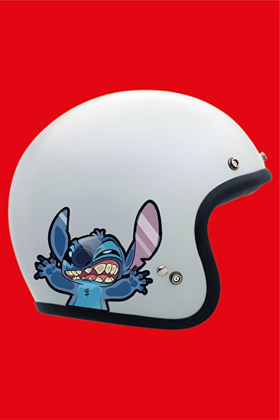 Cama Yapışmış Stitch Sticker 14,5x14 Cm Su Geçirmez Hq Araba Laptop Oto Motor Kask Sticker