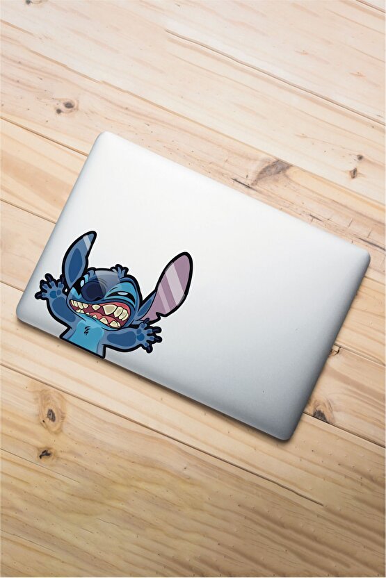 Cama Yapışmış Stitch Sticker 14,5x14 Cm Su Geçirmez Hq Araba Laptop Oto Motor Kask Sticker