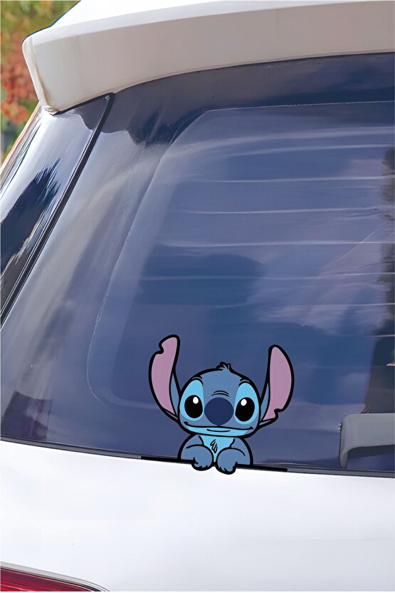 Stitch Sticker 13,5x12,5 Su Geçirmez Yüksek Çözünürlüklü Araba Laptop Oto Motor Kask Duvar Sticker