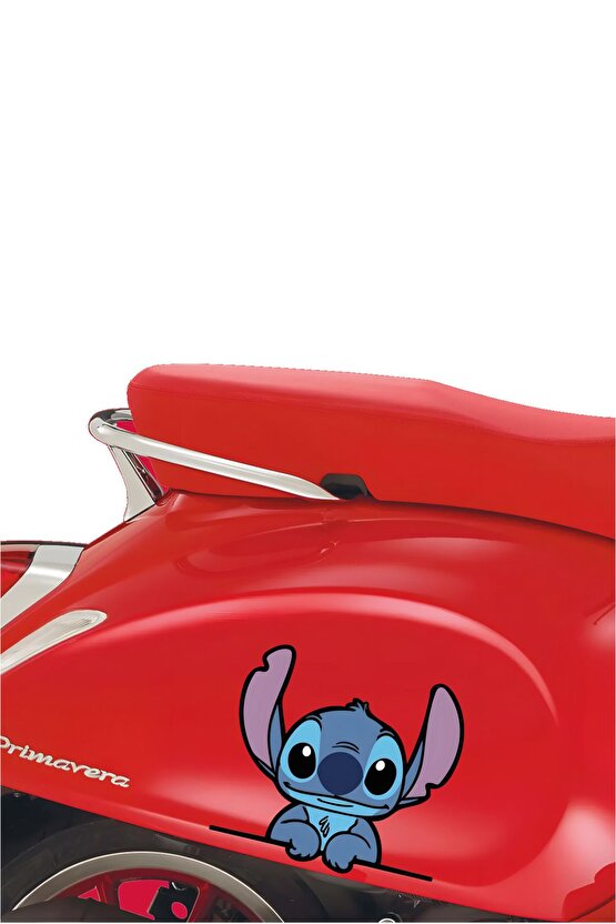 Stitch Sticker 13,5x12,5 Su Geçirmez Yüksek Çözünürlüklü Araba Laptop Oto Motor Kask Duvar Sticker