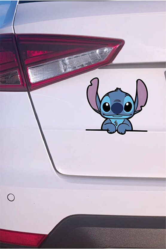 Stitch Sticker 13,5x12,5 Su Geçirmez Yüksek Çözünürlüklü Araba Laptop Oto Motor Kask Duvar Sticker