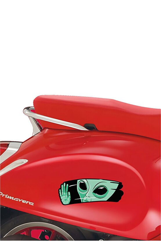 Cam Silen Uzaylı Sticker 14x9 Cm Su Geçirmez Yüksek Çözünürlüklü Araba Laptop Oto Motor Kask Sticker