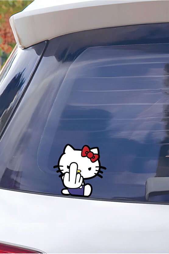 Hello Kitty Sticker 13,5x13 Cm Su Geçirmez Yüksek Çözünürlüklü Araba Laptop Oto Motor Kask Sticker