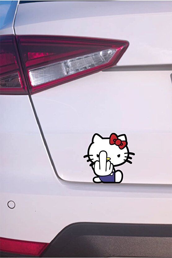 Hello Kitty Sticker 13,5x13 Cm Su Geçirmez Yüksek Çözünürlüklü Araba Laptop Oto Motor Kask Sticker
