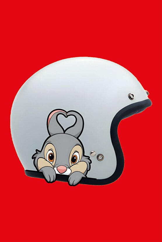Sevimli Tavşan Sticker 14x14 Cm Su Geçirmez Yüksek Çözünürlüklü Araba Laptop Oto Motor Kask Sticker