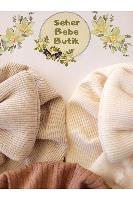 Kız Bebek & Çocuk Renkli Fiyonklu Bone 3Lü Set