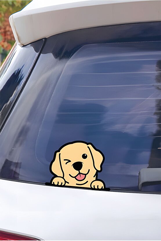 Golden Köpek Sticker 14x10,5 Cm Su Geçirmez Yüksek Çözünürlüklü Araba Laptop Motor Kask Sticker