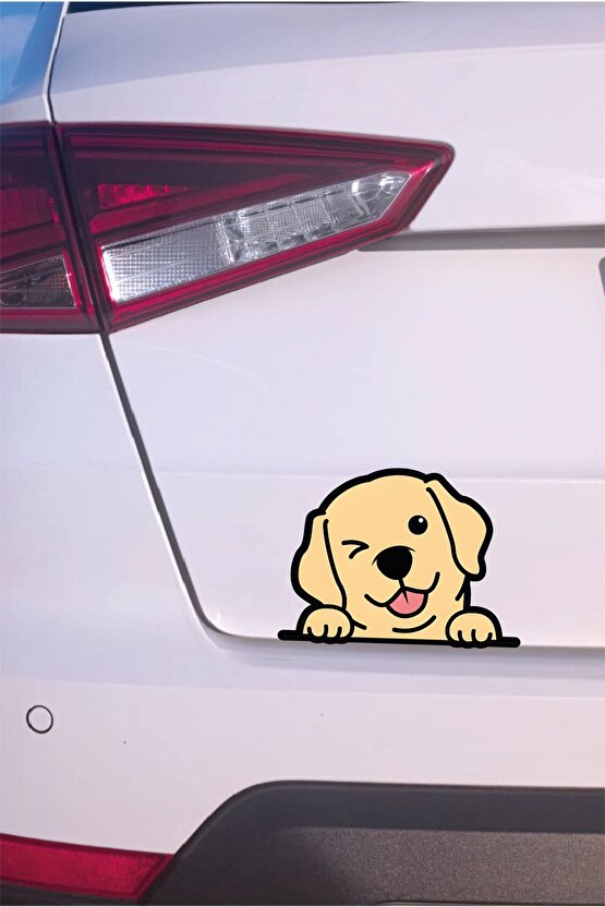 Golden Köpek Sticker 14x10,5 Cm Su Geçirmez Yüksek Çözünürlüklü Araba Laptop Motor Kask Sticker