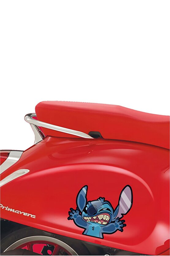 Cama Yapışmış Stitch Sticker 14,5x14 Cm Su Geçirmez Hq Araba Laptop Oto Motor Kask Sticker