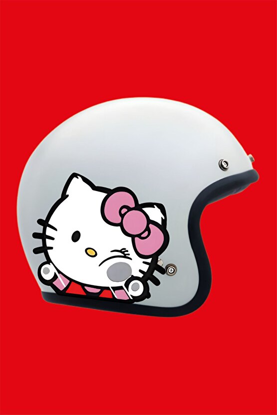Hello Kitty Sticker 13,5x12 Cm Su Geçirmez Yüksek Çözünürlüklü Araba Laptop Oto Motor Kask Sticker