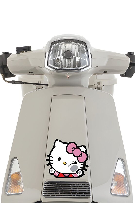 Hello Kitty Sticker 13,5x12 Cm Su Geçirmez Yüksek Çözünürlüklü Araba Laptop Oto Motor Kask Sticker
