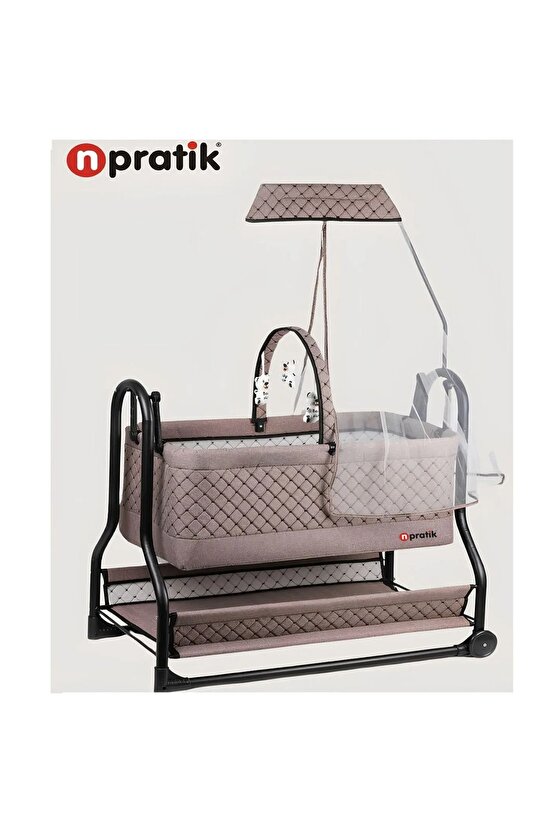 Lüx Bebek Beşiği Nenni Silinebilir Portatif Sallanır Sepet Beşik Hamak Beşik