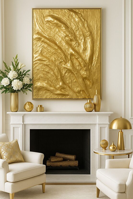 Gold Kabartmalı Dokulu Tablo