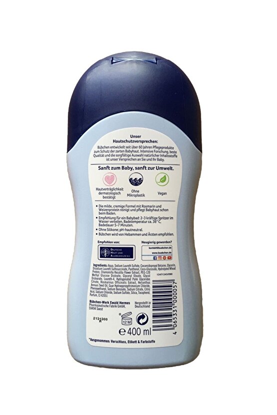 Yenidoğan Hassas Ciltler Için Göz Yakmayan Şampuan & Duş Kremi 400 ml