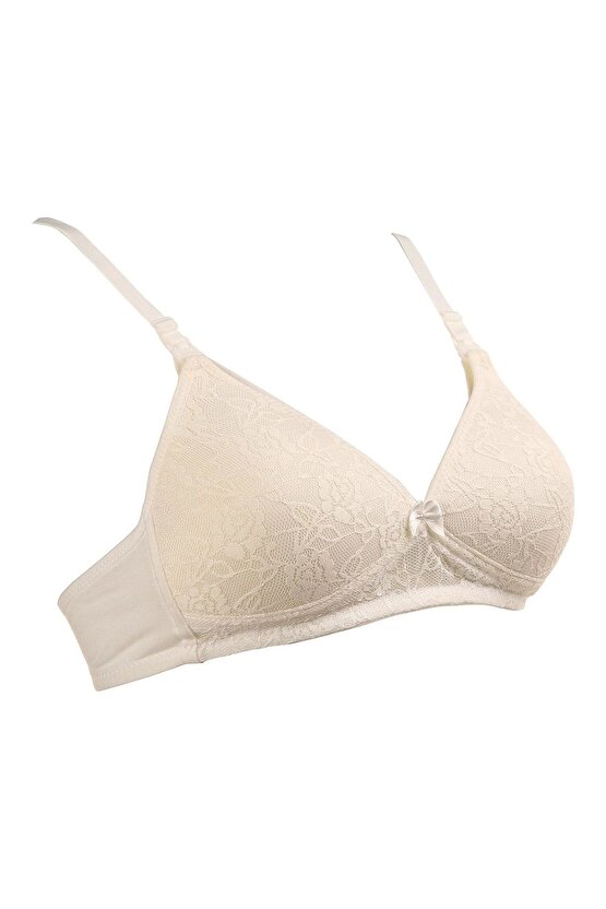 ASFSTORE Sema Baby Dantelli Emzirme Sütyen Ekru 85 Beden