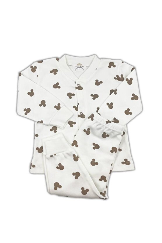 Mickey Mouse Bebek Pijama Takımı – Ekru 0-3 Ay