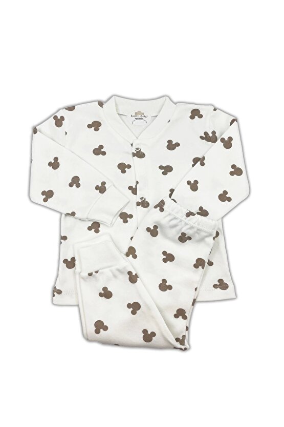 Mickey Mouse Bebek Pijama Takımı – Ekru 0-3 Ay