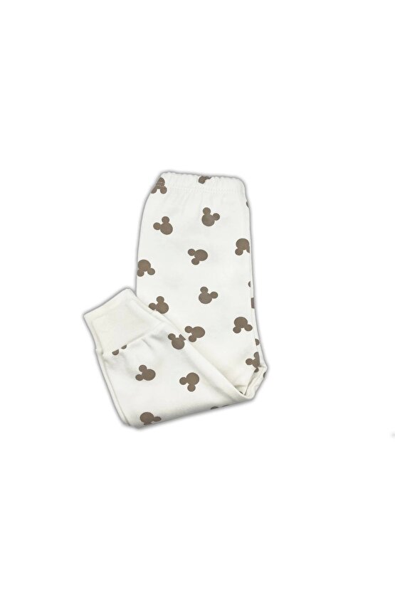 Mickey Mouse Bebek Pijama Takımı – Ekru 0-3 Ay