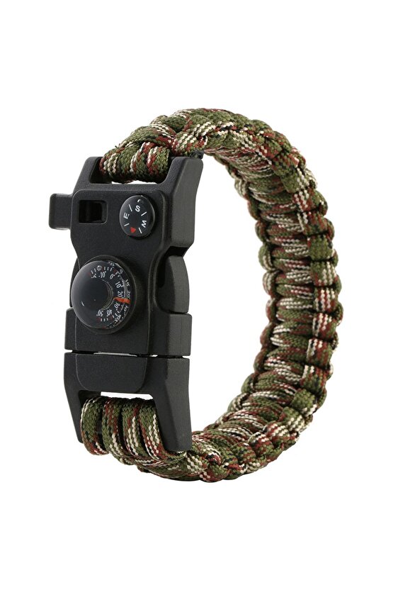 12in1 Taktik Paracord Bileklik Su Geçirmez (pusula Derece Magnezyum Taş Düdük Taktik Metal Kesici