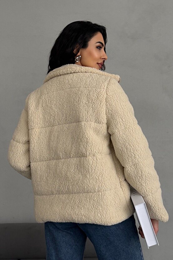 Peluş kabartma teddy şişme mont