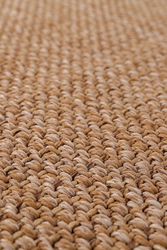 0604-Krem Kumaş Bordür Sisal Halı Kilim Hav Toz Vermez Kolay Temizlenen Hasır Kilim