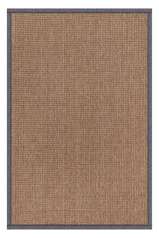 0465-Gri Kumaş Bordür Sisal Halı Kilim Hav Toz Vermez Kolay Temizlenen Hasır Kilim