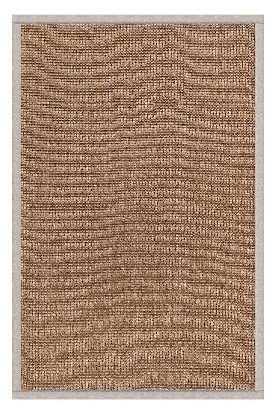 0465-Bej Kumaş Bordür Sisal Halı Kilim Hav Toz Vermez Kolay Temizlenen Hasır Kilim