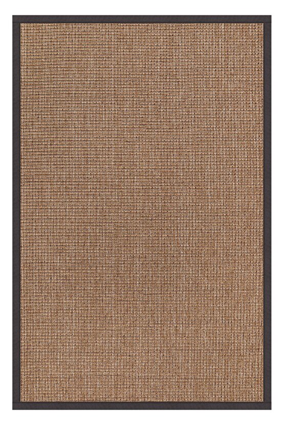 0465-Antrasit Kumaş Bordür Sisal Halı Kilim Hav Toz Vermez Kolay Temizlenen Hasır Kilim