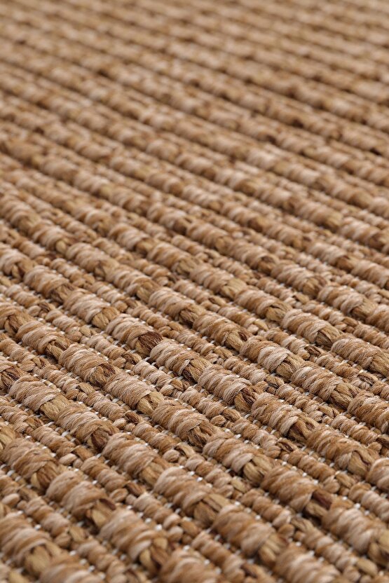 0465-Krem Kumaş Bordür Sisal Halı Kilim Hav Toz Vermez Kolay Temizlenen Hasır Kilim