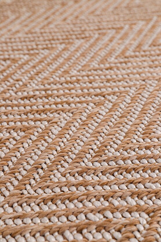 0408-Krem Kumaş Bordür Sisal Halı Kilim Hav Toz Vermez Kolay Temizlenen Hasır Kilim