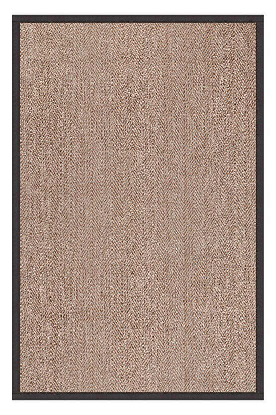0408-Antrasit Kumaş Bordür Sisal Halı Kilim Hav Toz Vermez Kolay Temizlenen Hasır Kilim