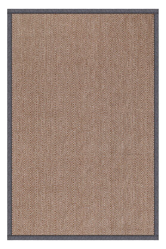 0408-Gri Kumaş Bordür Sisal Halı Kilim Hav Toz Vermez Kolay Temizlenen Hasır Kilim