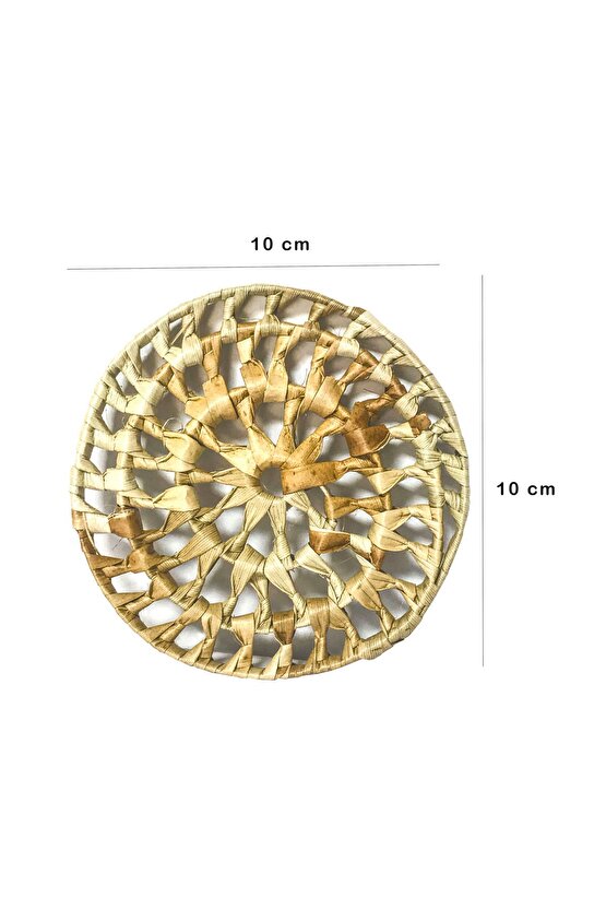 Rattan Hasır Dekoratif Bardak Altlığı 12 Li 100% El Yapımı
