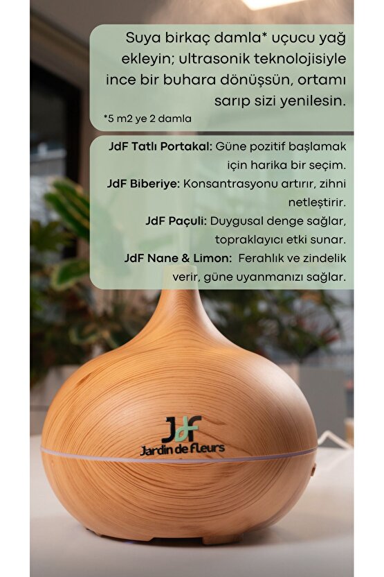 Ultrasonik Aromaterapi Difüzörü 440 ml - Uzaktan Kumandalı, LED Lambalı, Oda & Hava Nemlendiricisi
