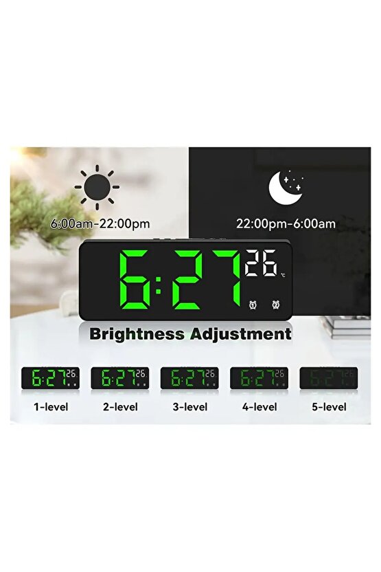 Nie Fantezi Temalı Dijital Alarm Saat, Ayna Yüzeyi, LED Ekran, Sıcaklık ve Tarih, 5 Parlaklık Seviy