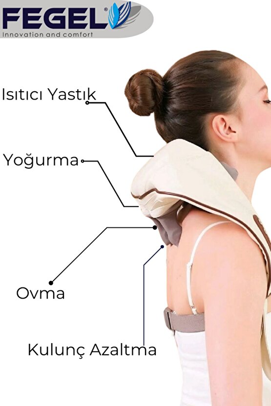 3d Ovmalı Isıtmalı Boyun Askılı Masaj Yastığı