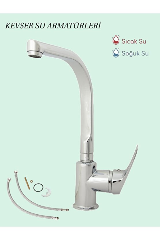 Krom Lüx Mutfak&Lavabo Bataryası Balık Boru