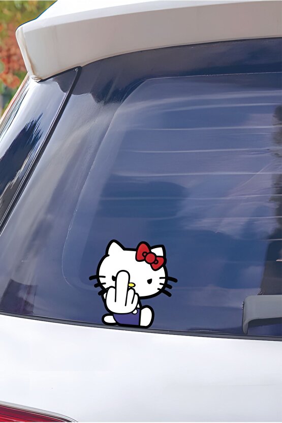 Hello Kitty Sticker 13,5x13 Cm Su Geçirmez Yüksek Çözünürlüklü Araba Laptop Oto Motor Kask Sticker