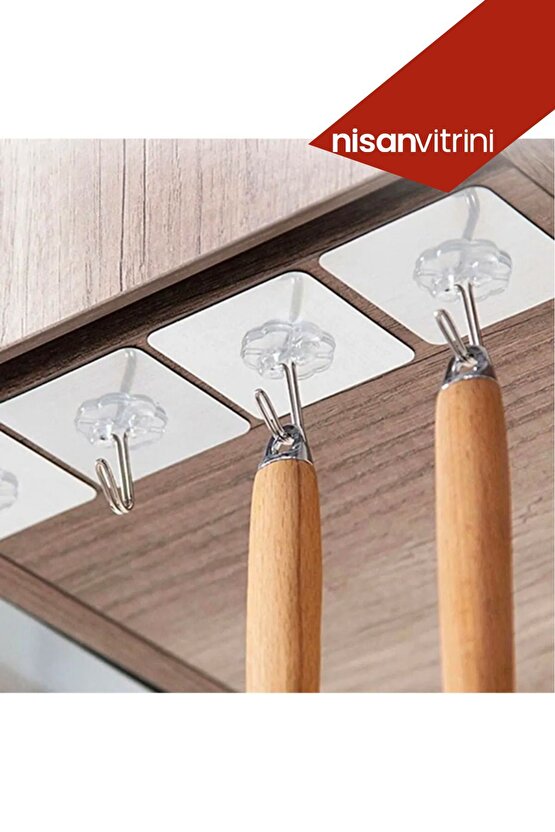 1 Adet Kendinden Yapışkanlı Şeffaf Askı - Banyo Mutfak Havlu Askısı Tekli Askı 6x6 cm Tekli