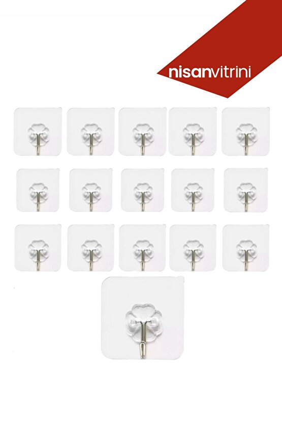 1 Adet Kendinden Yapışkanlı Şeffaf Askı - Banyo Mutfak Havlu Askısı Tekli Askı 6x6 cm Tekli
