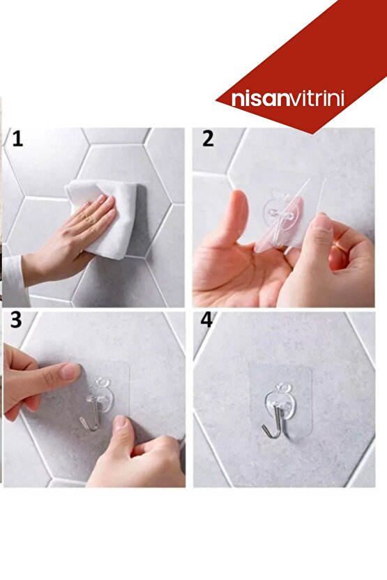 1 Adet Kendinden Yapışkanlı Şeffaf Askı - Banyo Mutfak Havlu Askısı Tekli Askı 6x6 cm Tekli