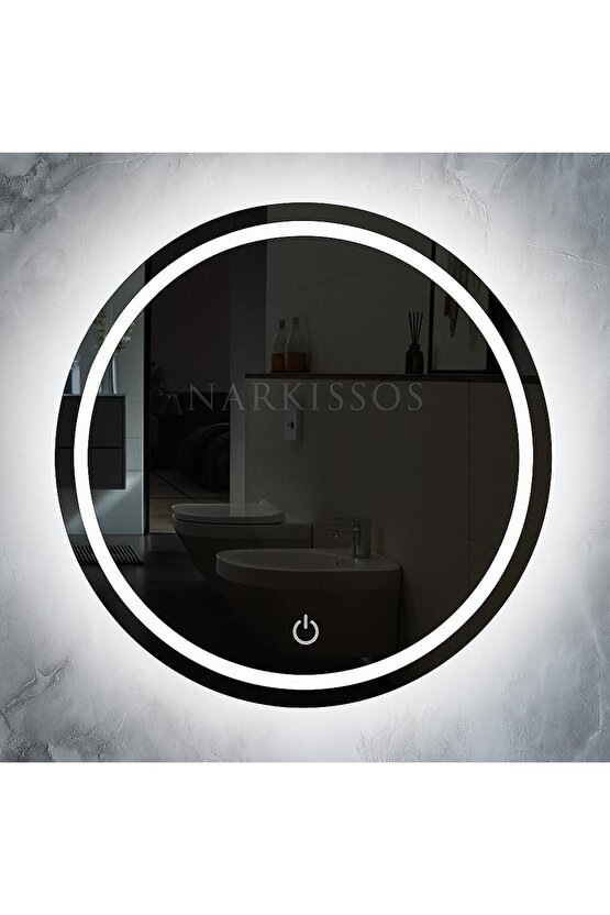90 cm DOKUNMATİK BEYAZ LEDLİ BANYO AYNASI KUMLAMALI -SALON-KAFE LED AYNA